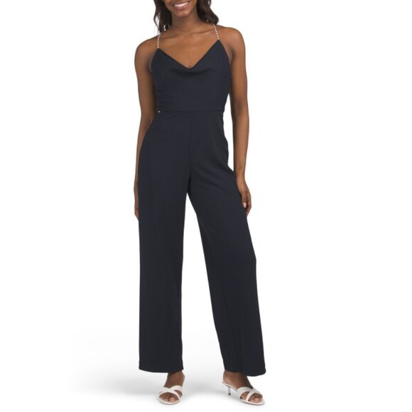 AIDAN BY ADRIANNA PAPELL Twilight Beaded Strap Jumpsuit - Picture 1 of 2